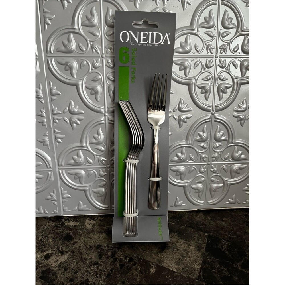 Oneida Premium Stainless Steel 6-Piece Aptitude Salad Fork Set Mirror Finish